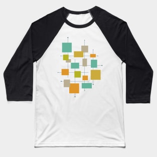 Turquoise Green Orange Square Mid Century Baseball T-Shirt